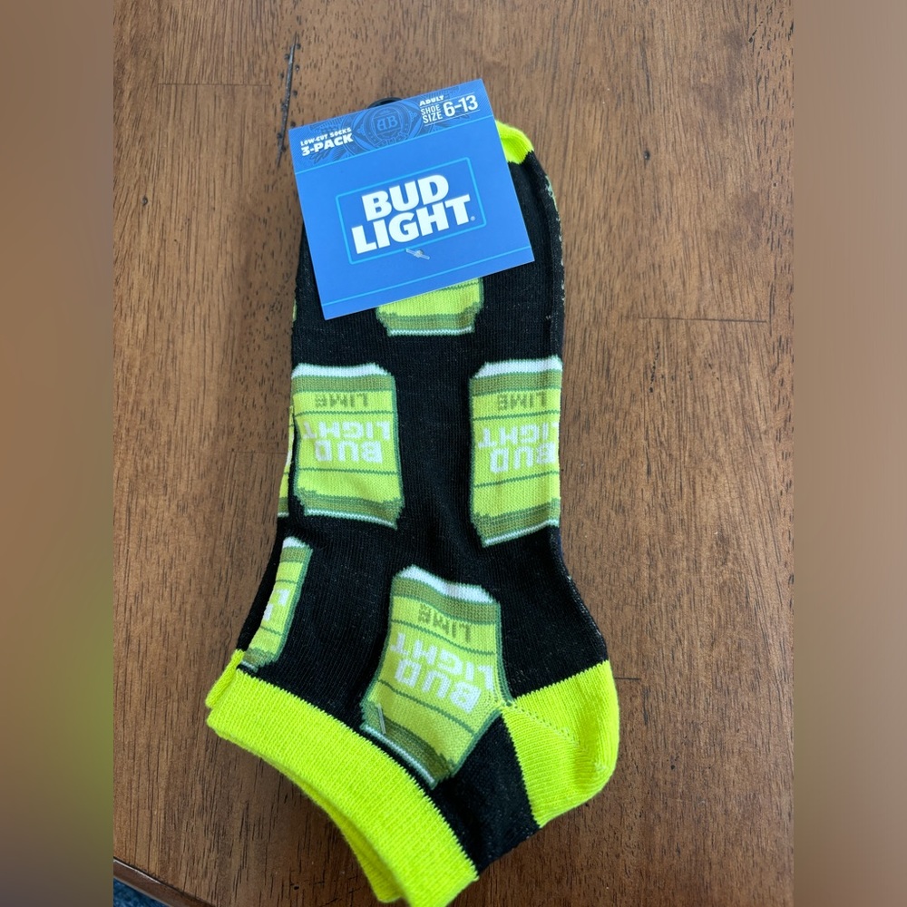 Bud Light, New, (3) pair of low cut socks